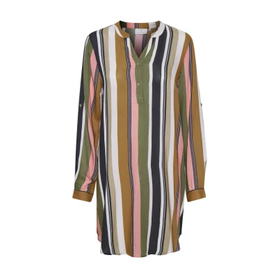 Image of Kaffe Kamarana Day dress, Women&#039;s, Size: 6, Green / pink stripe print