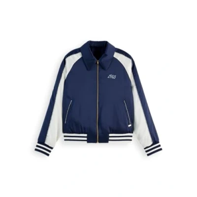 Image of Scotch &amp; Soda Reversible Souvenir Jacket Bomber Jacket, Women&#039;s, Size: Small, Navy soft ice