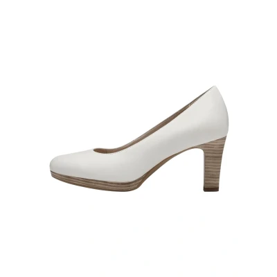 Image of Tamaris Women&#039;s Block Heel Pumps, White, 7.5 UK