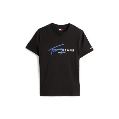 Image of Tommy Jeans TEE Print Tshirt, Men&#039;s, Size: 50, Black