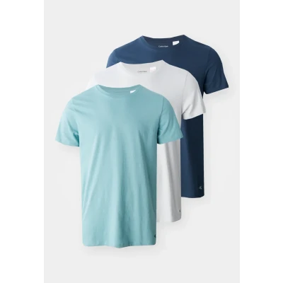 Image of Calvin Klein Underwear CREW NECK 3 PACK Undershirt, Men&#039;s, Size: Small, Micro chip/zoni beach/ink