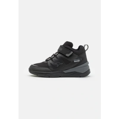 Image of Kangaroos Kdturn MID Hightop trainers for kids, Size: 4, Jet black/steel grey Synthetics/textile
