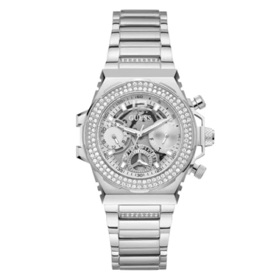 Image of Guess Fusion Chronograph watch silvercoloured, Women&#039;s, Size: One Size, Silver coloured