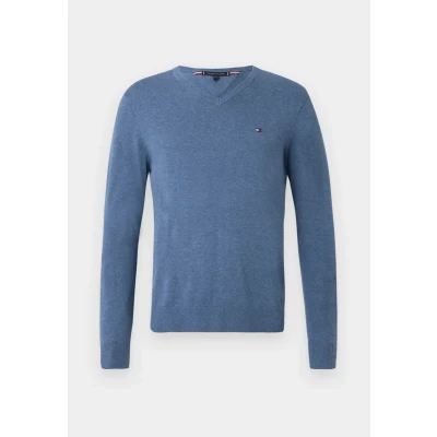 Image of Tommy Hilfiger Essential V NECK Jumper, Men&#039;s, Size: XS, Petrol blue heather
