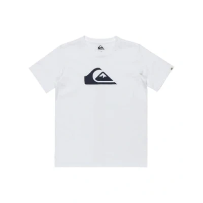 Image of Quiksilver COMP LOGO Unisex Print Tshirt for kids, Size: 10y, White