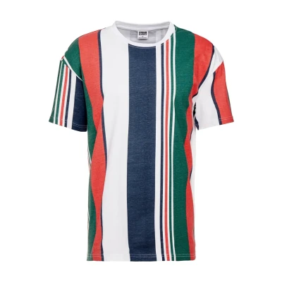 Image of Urban Classics Heavy Oversized BIG Stripe TEE Print Tshirt, Men&#039;s, Size: Small, White/navy