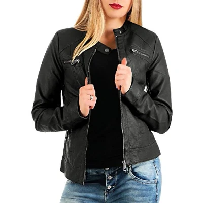 Image of ONLY Onlbandit Biker NOOS OTW Faux leather jacket, Women&#039;s, Size: 12, Black