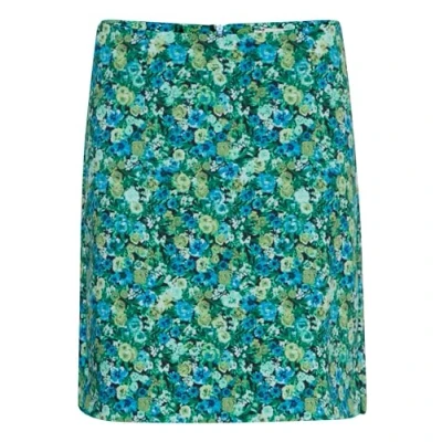 Image of ICHI Mini skirt, Women&#039;s, Size: Small, Blue green multi flower aop