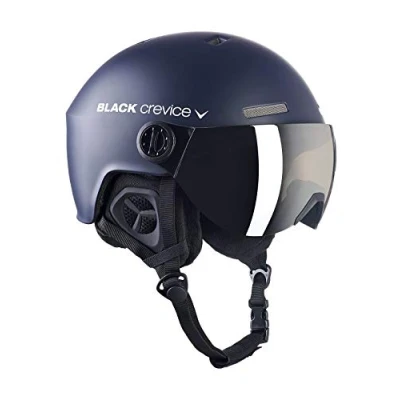 Image of Black Crevice Unisex Adult Ski Helmet Arlberg with 2 Visor, Navy/White, S = 51 53 cm
