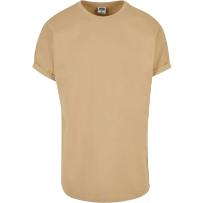 Image of Urban Classics LONG Shaped Turnup Basic Tshirt, Men&#039;s, Size: Small, Unionbeige