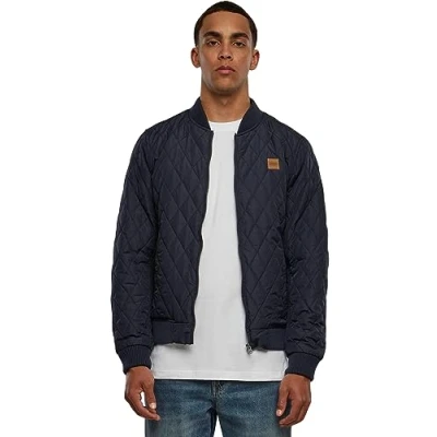 Image of Urban Classics Diamond Quilt Jacket Bomber Jacket, Men&#039;s, Size: 3XL, Navy