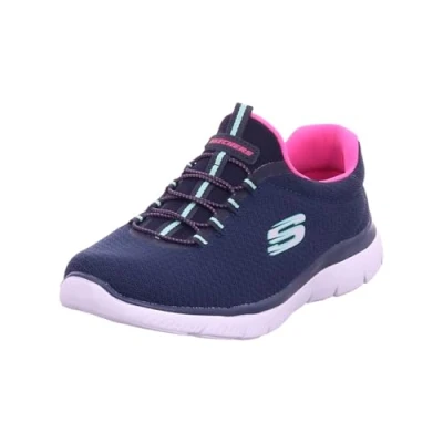 Image of Skechers WIDE FIT Summits Trainers, Women&#039;s, Size: 7, Navy/aqua