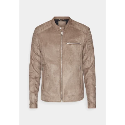 Image of Only &amp; Sons Onsgus Racer Jacket Faux leather jacket, Men&#039;s, Size: Small, Brown