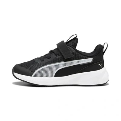 Image of Puma Unisex Kid&#039;s Flyer 3 Ac+ Ps Sneaker, Black White, 2 UK