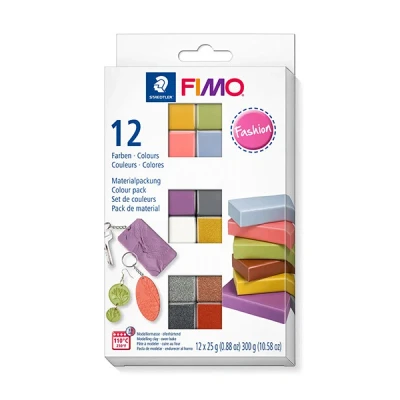 Image of STAEDTLER 8023 C12 5 FIMO Soft Oven Hardening Polymer Modelling Clay Assorted Fashion Colours (Pack of 12 x 25g Blocks)