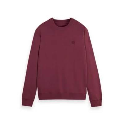 Image of Scotch &amp; Soda Seasonal CORE Badge LOGO CREW Sweatshirt, Men&#039;s, Size: Small, Bordeaux