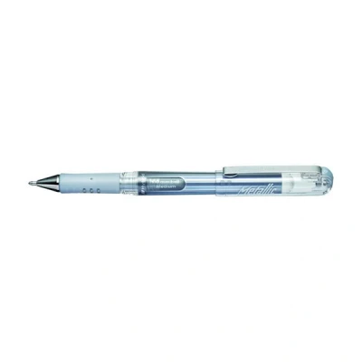 Image of Pentel 1.0mm Tip Hybrid Gel Grip Dx Metallic Silver Ink Pen with Chunky Barrel