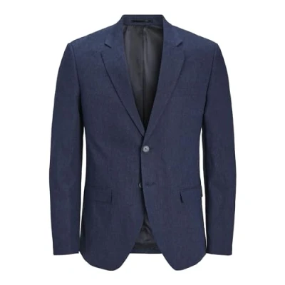 Image of JACK &amp; JONES Men&#039;s Jprriviera Linen Blazer Slim Fit Sn, Dark Navy/Fit: Fit, 36