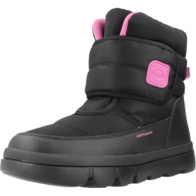 Image of Geox Willaboom GIRL Winter boots for kids, Size: 7.5K, Black/fuchsia Imitation leather/ textile