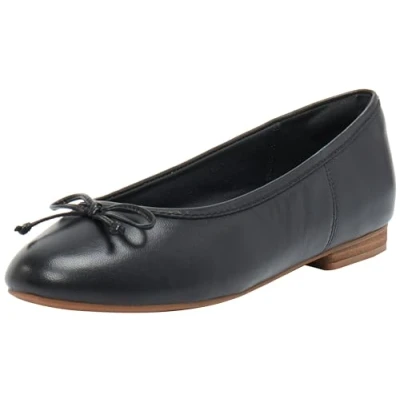 Image of Clarks Women&#039;s Fawna Lily Ballet Flat, Black Leather, 5.5 UK