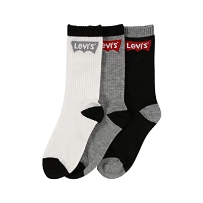 Image of Levi&#039;s Batwing Regular CUT 3 PACK Unisex Socks for kids, Size: 6.5 9.5, Black