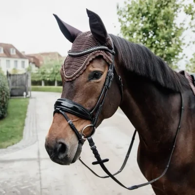 Image of Kentucky Horsewear Stone &amp; Pearl Long Fly Ears, Size: WB, Colour: Horsewear: Brown