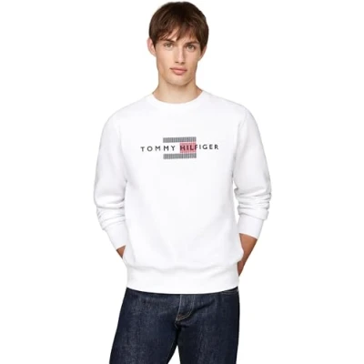 Image of Tommy Hilfiger FLAG Embro Sweatshirt, Men&#039;s, Size: 3XL, White