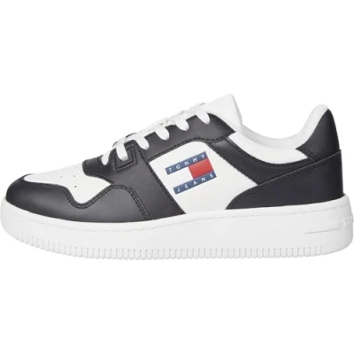 Image of Tommy Jeans NEW Retro Basket Trainers, Women&#039;s, Size: 6.5, Black Leather and textile