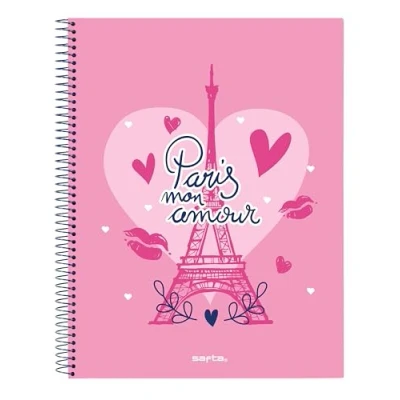 Image of Safta Paris Notebook 120 Sheets, Hard Cover, Ideal for Children of Different Ages, Comfortable and Versatile, Quality Resistance, 21.5 x 31 cm, Navy Blue/Pink, Estándar, Casual,