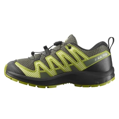Image of Salomon XA PRO V8 Unisex Hiking shoes for kids, Size: 10K, Urban chic/black/dark citron Synthetics/textile