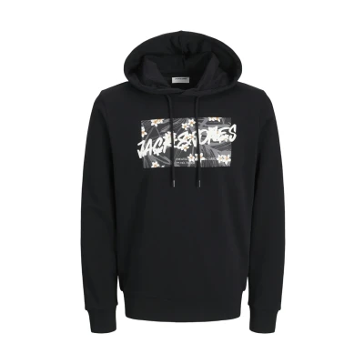 Image of Jack &amp; Jones Jjhawaii Shape Hoodie, Men&#039;s, Size: XL, Black