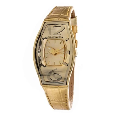 Image of Chronotech Womens Analogue Quartz Watch with Leather Strap CT7932L 65, Gold, 28MM,