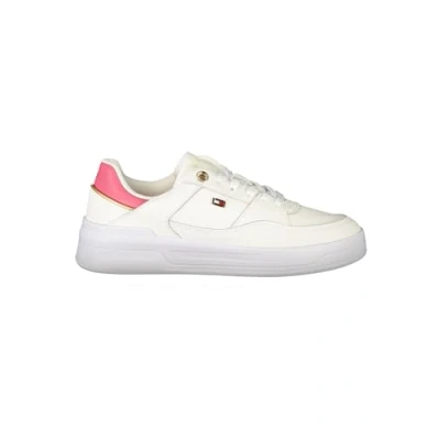Image of Tommy Hilfiger Women&#039;s Essential Basket Sneaker Fw0fw08261 Low Top, Beige Ancient White Heritage Pink, 6 UK