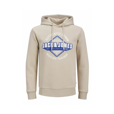 Image of Jack &amp; Jones LOGO Hoodie, Men&#039;s, Size: Small, Moonbeam