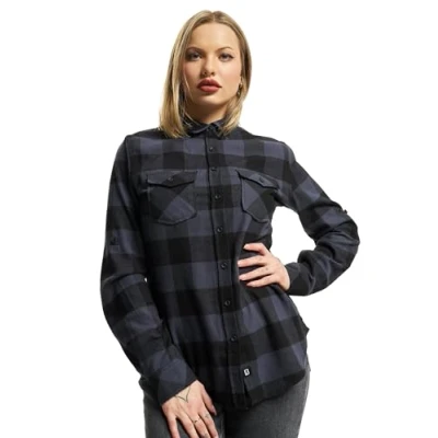 Image of Brandit Flanell Buttondown blouse, Women&#039;s, Size: XL, Black grey