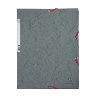 Image of Exacompta 55511E Portfolio Folder Made of Extra Strong Colorspan Cardboard DIN A4 with 2 Elastic Bands, 3 Flaps and Spine Label Grey