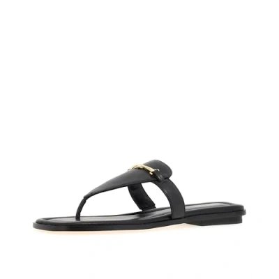 Image of Michael Kors LENA Thong Tbar sandals, Women&#039;s, Size: 6, Black Leather