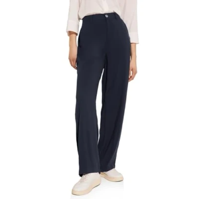 Image of Street One Women&#039;s A377581 High Waist Trousers, Deep Blue, 34W x 30L