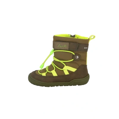 Image of Lurchi JACE TEX Unisex Laceup ankle boots for kids, Size: 10.5K, Khaki/lime Synthetics