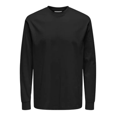 Image of Only &amp; Sons Rundhals Long sleeved top, Men&#039;s, Size: XS, Black