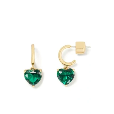 Image of kate spade new york Heart Huggies Earrings, Women&#039;s, Size: One Size, Green