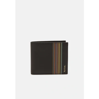 Image of Paul Smith &#039;Signature Stripe Block&#039; Mens Coin and Billfold Wallet in Black Leather, Black, M, Classic