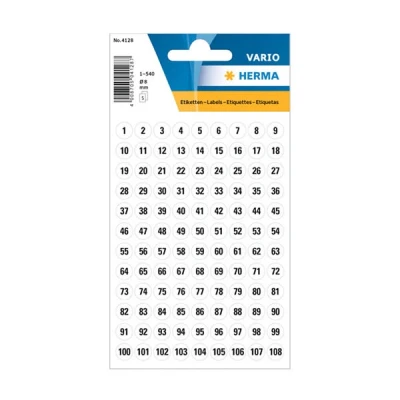 Image of Self adhesive Numbers from 1 to 540