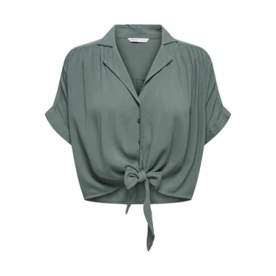 Image of ONLY Women&#039;s Onlpaula Life S/S Tie Shirt WVN Noos T, Balsam Green, XL
