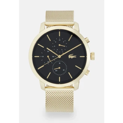 Image of Lacoste Multi Dial Quartz Watch for Men Collection Replay with Stainless Steel or Leather Strap, Black and gold, Einheitsgröße, Classic