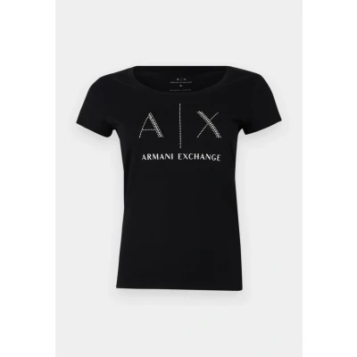 Image of Armani Exchange Print Tshirt, Women&#039;s, Size: XS, Black