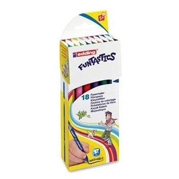 Image of edding 15 FUNTASTICS Colouring Pens for Kids Set of 18 Bright Colours 1 mm Fun on Light Coloured Paper and Cardstock Washable Skin Fabrics