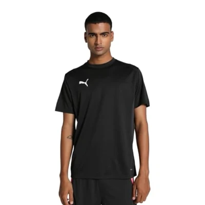 Image of Puma Teamgoal Sports Tshirt, Men&#039;s, Size: XXL, black/puma white/flat dark gray