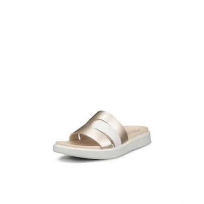 Image of ECCO Flowt LOW Mules, Women&#039;s, Size: 5 5.5, White/pure white/gold Leather
