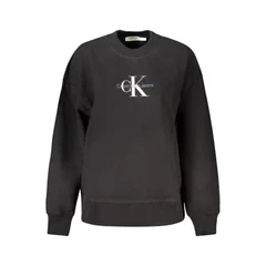 Image of Calvin Klein Jeans Textured Monologo Crewneck Sweatshirt, Women&#039;s, Size: Medium, Black
